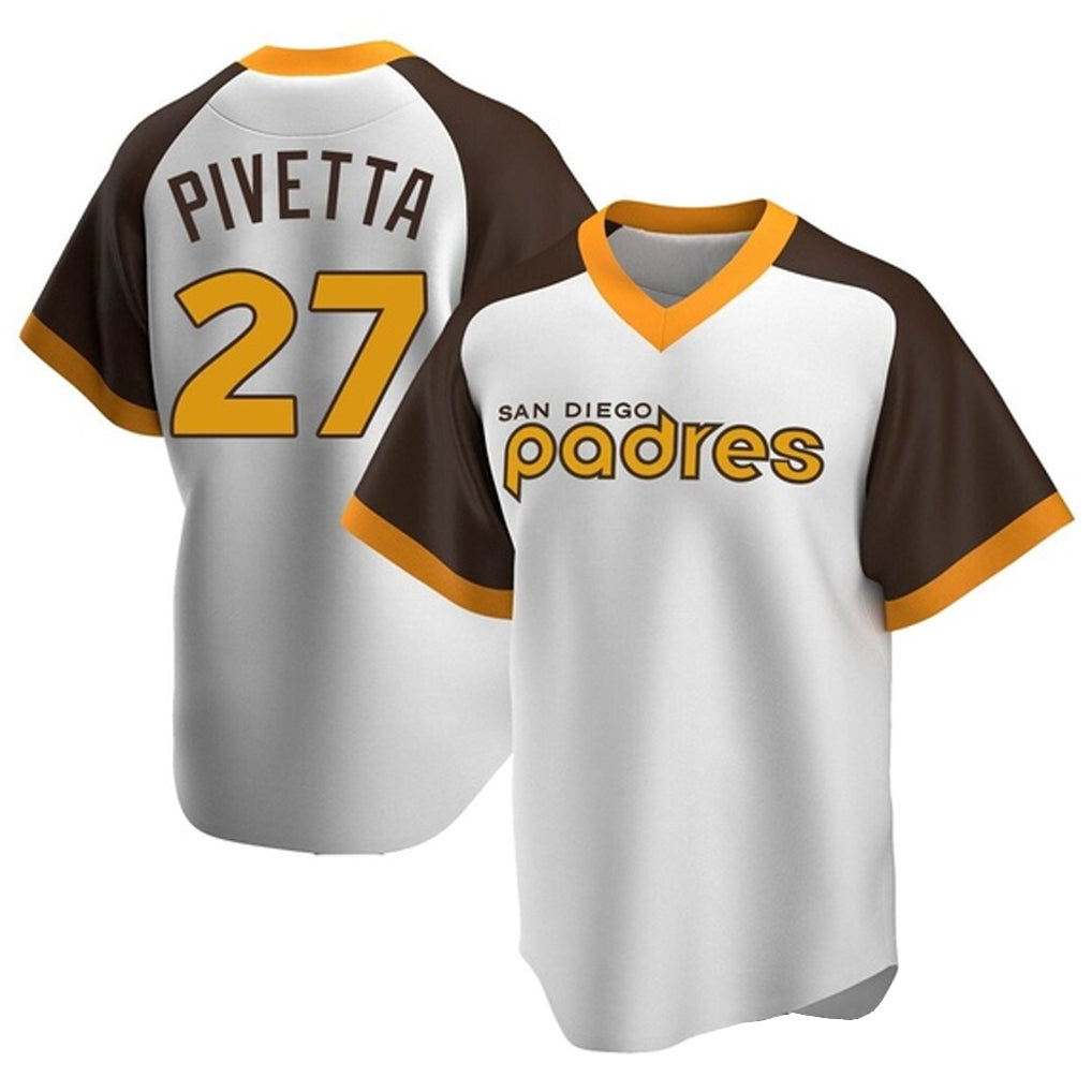 S.Diego Padres #27 Nick Pivetta Player White Home Cooperstown Collection Replica Game Jdoa Stitched Jerseys