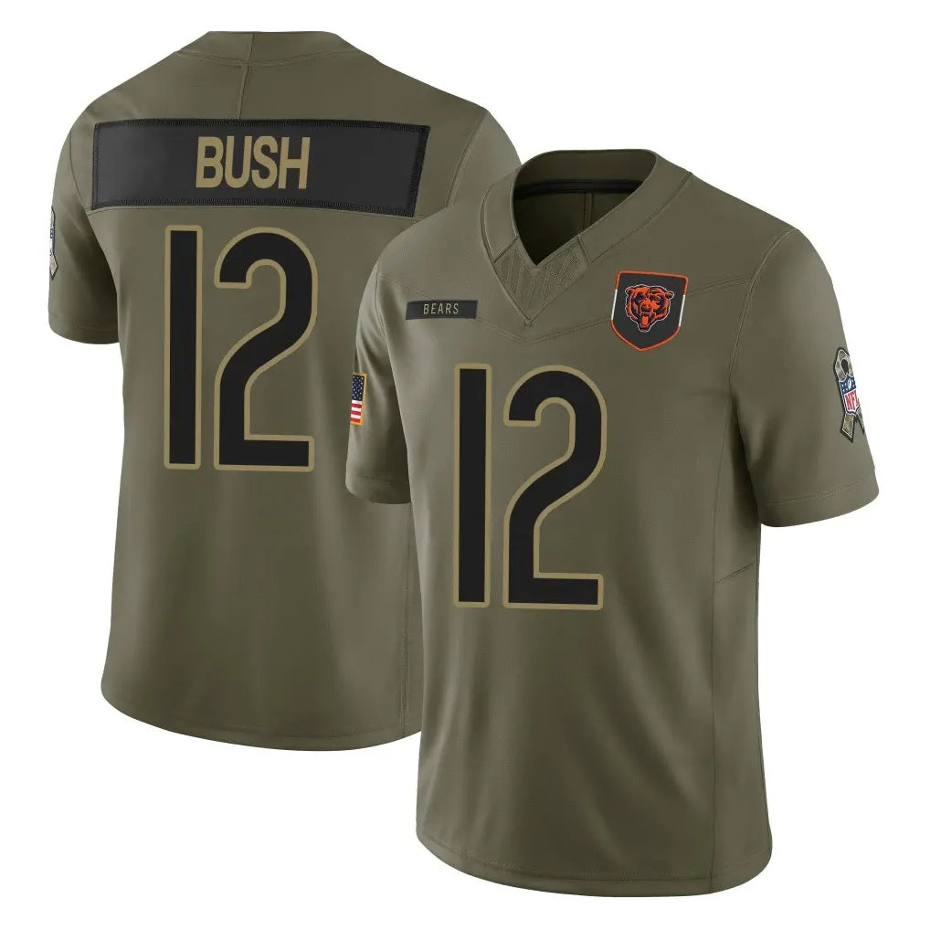 C.Bears #12 Devin Bush Player Olive Salute to Service Limited Home Game Jdoa Stitched Jerseys