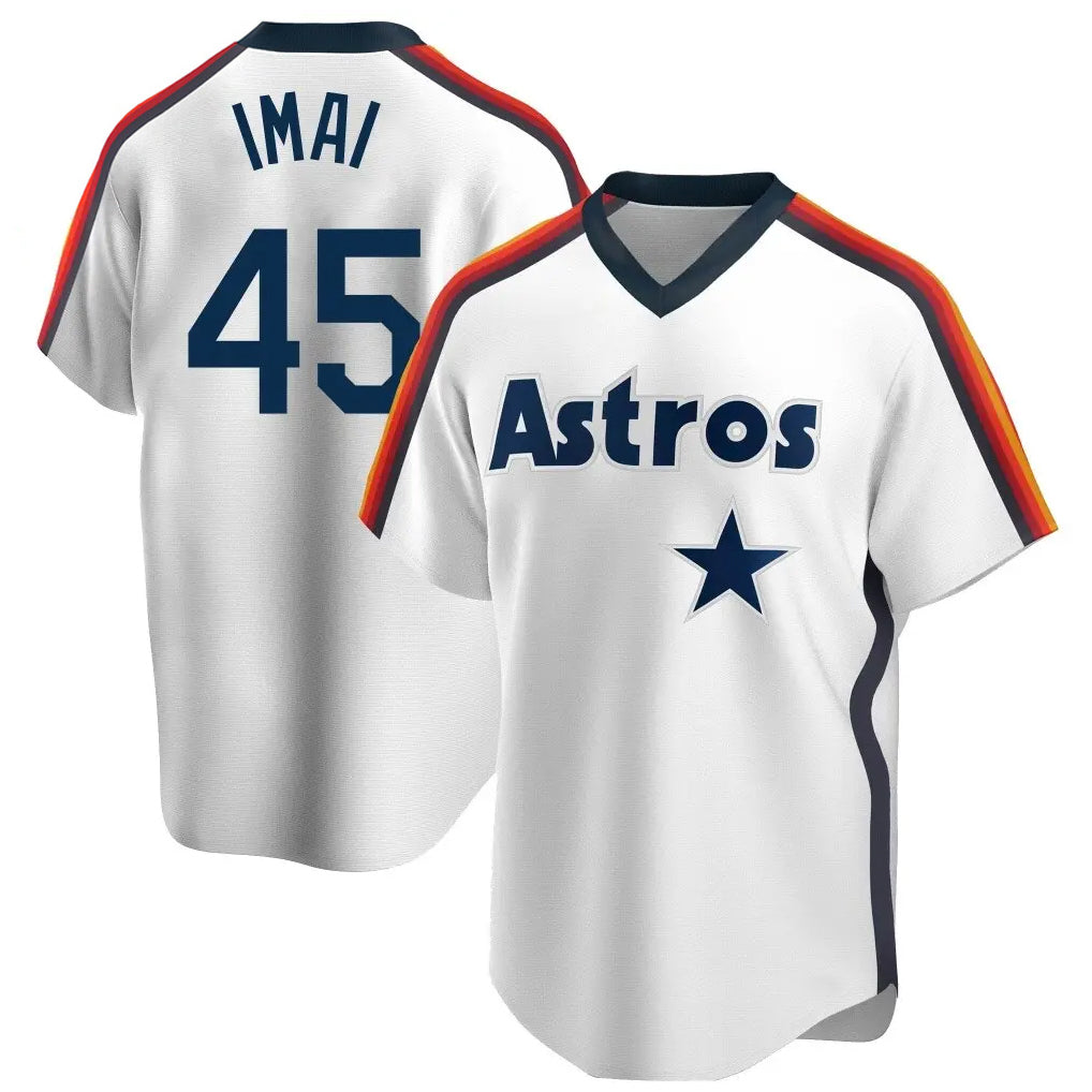 H.Astros #45 Tatsuya Imai Player White Cooperstown Collection T-shirt Jdoa Stitched Jerseys