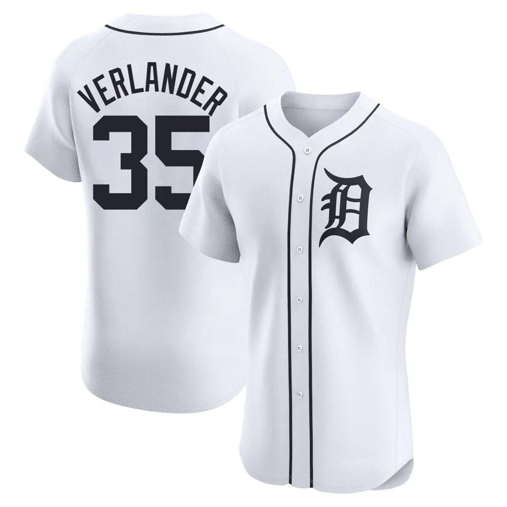 D.Tigers #35 Justin Verlander Player White Limited Elite Home Jdoa Stitched Jerseys