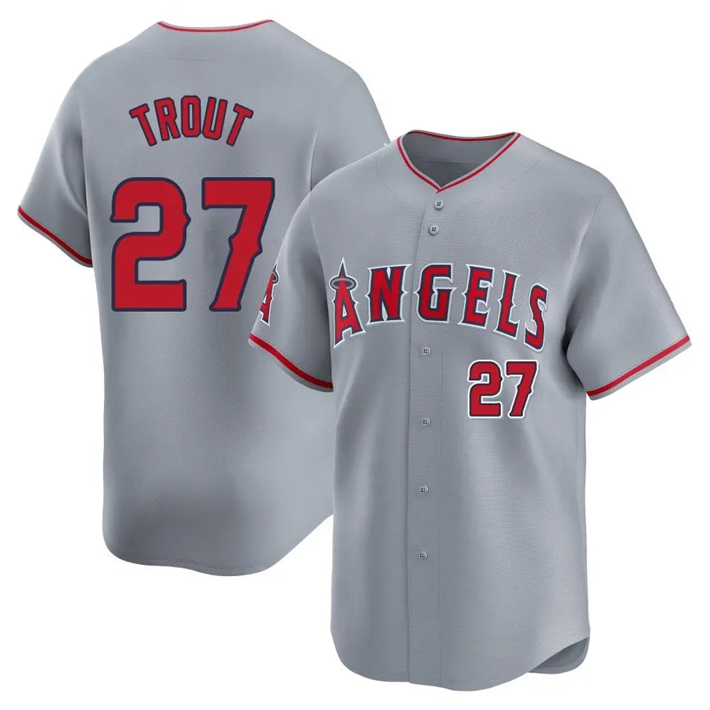 LA.Angels #27 Mike Trout Player Gray Home Limited Jdoa Stitched Jerseys
