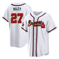 A.Braves #27 Austin Riley Player White Gold Home Game Jdoa Stitched Jerseys