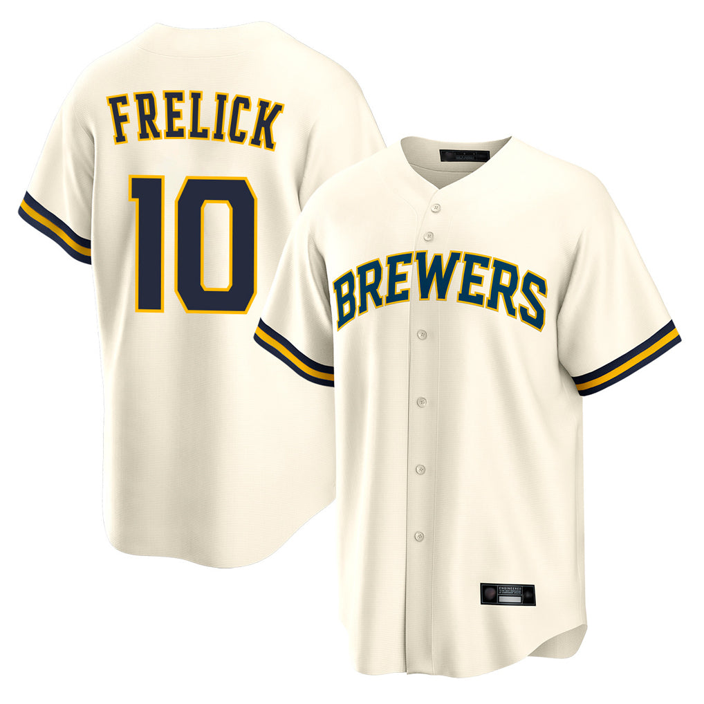 M.Brewers #10 Sal Frelick Player Cream Home Game Jdoa Stitched Jerseys