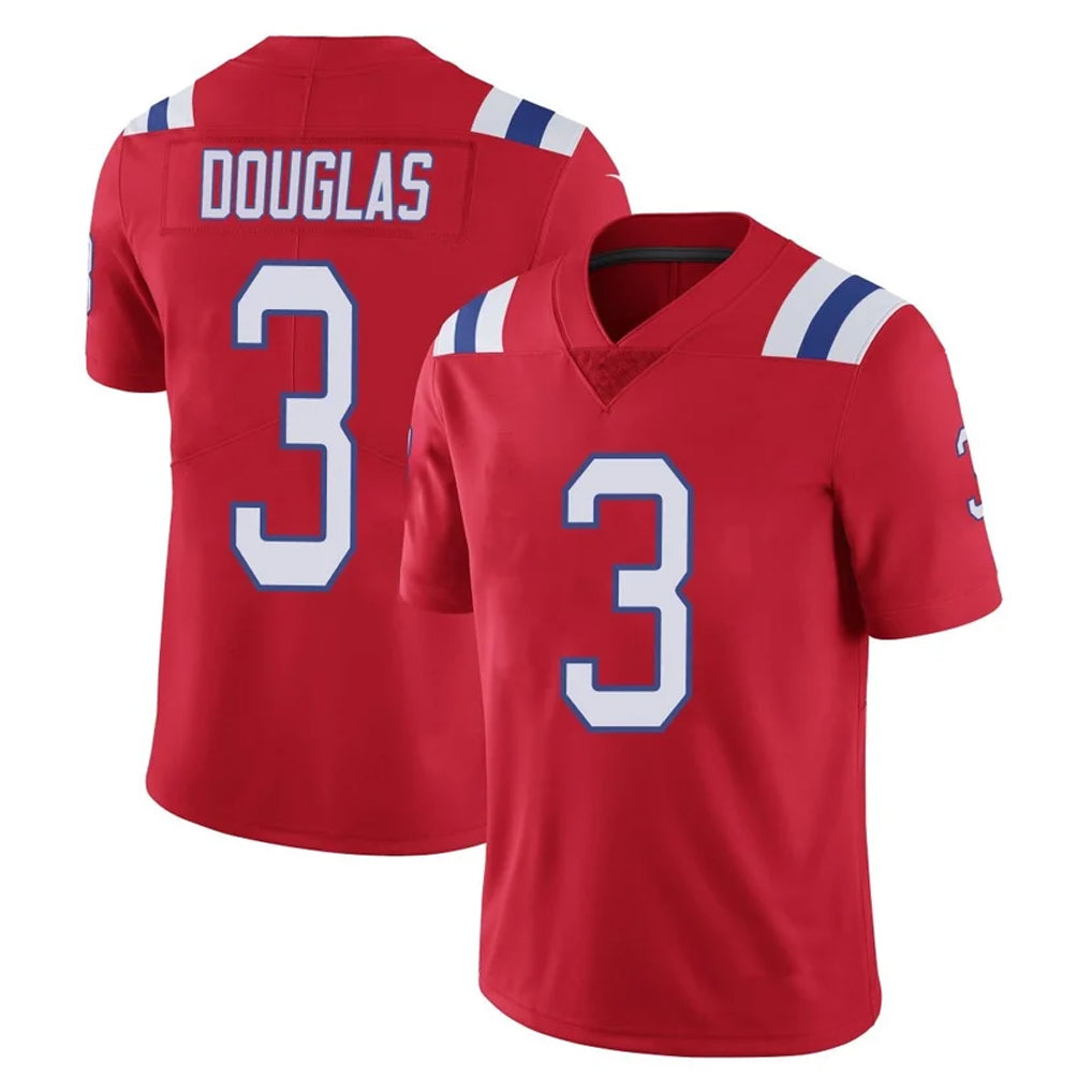 NE.Patriots #3 DeMario Douglas Player Red Vapor Untouchable Home Game Jdoa Stitched Jerseys
