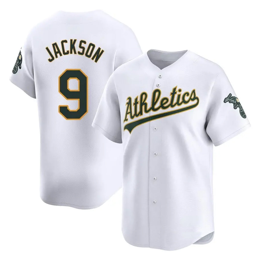 Athletics #9 Reggie Jackson Player White Limited Home Game Jdoa Stitched Jerseys