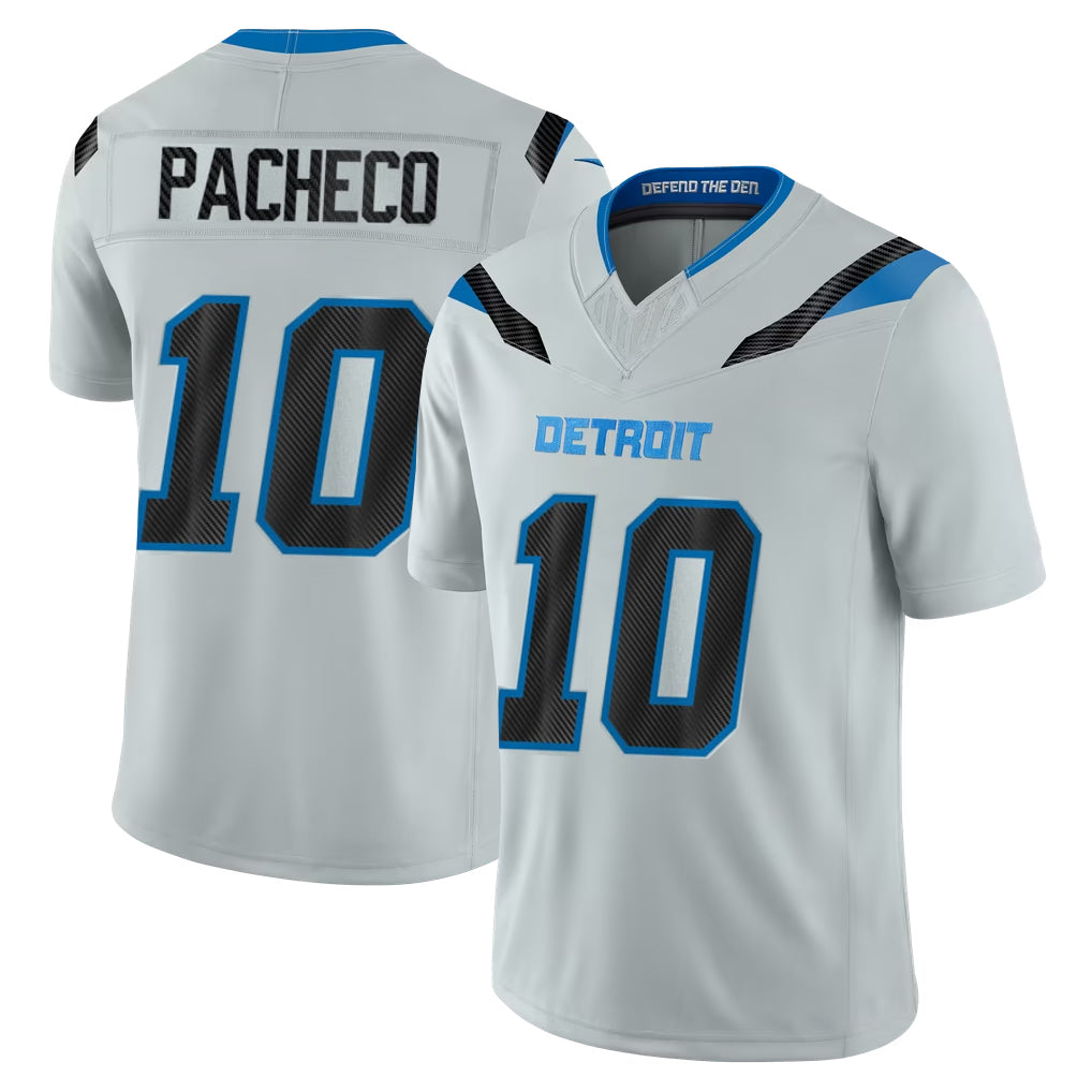 D.Lions #10 Isiah Pacheco Player Silver Limited 2026 Rivalries Collection Home Game Jdoa Stitched Jerseys