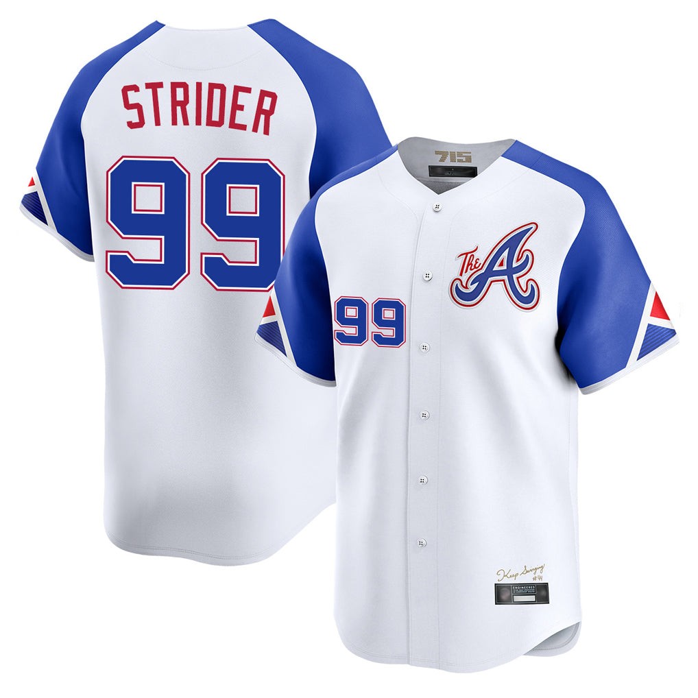 A.Braves #99 Spencer Strider Player White City Connect Limited Home Game Jdoa Stitched Jerseys