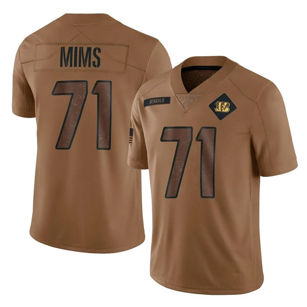 C.Bengals #71 Amarius Mims Player Brown Salute to Service Limited Jdoa Stitched Jerseys