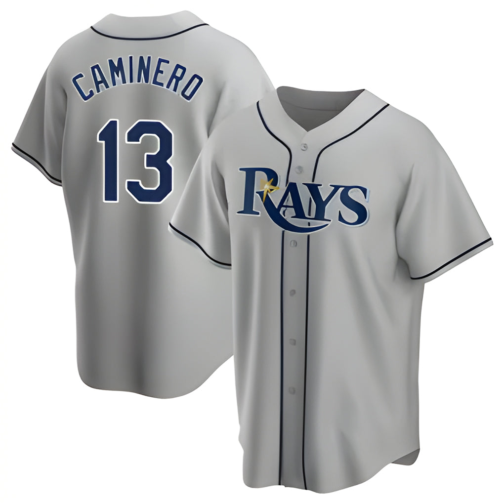 T.Bay Rays #13 Junior Caminero Player Gray Home Game Jdoa Stitched Jerseys