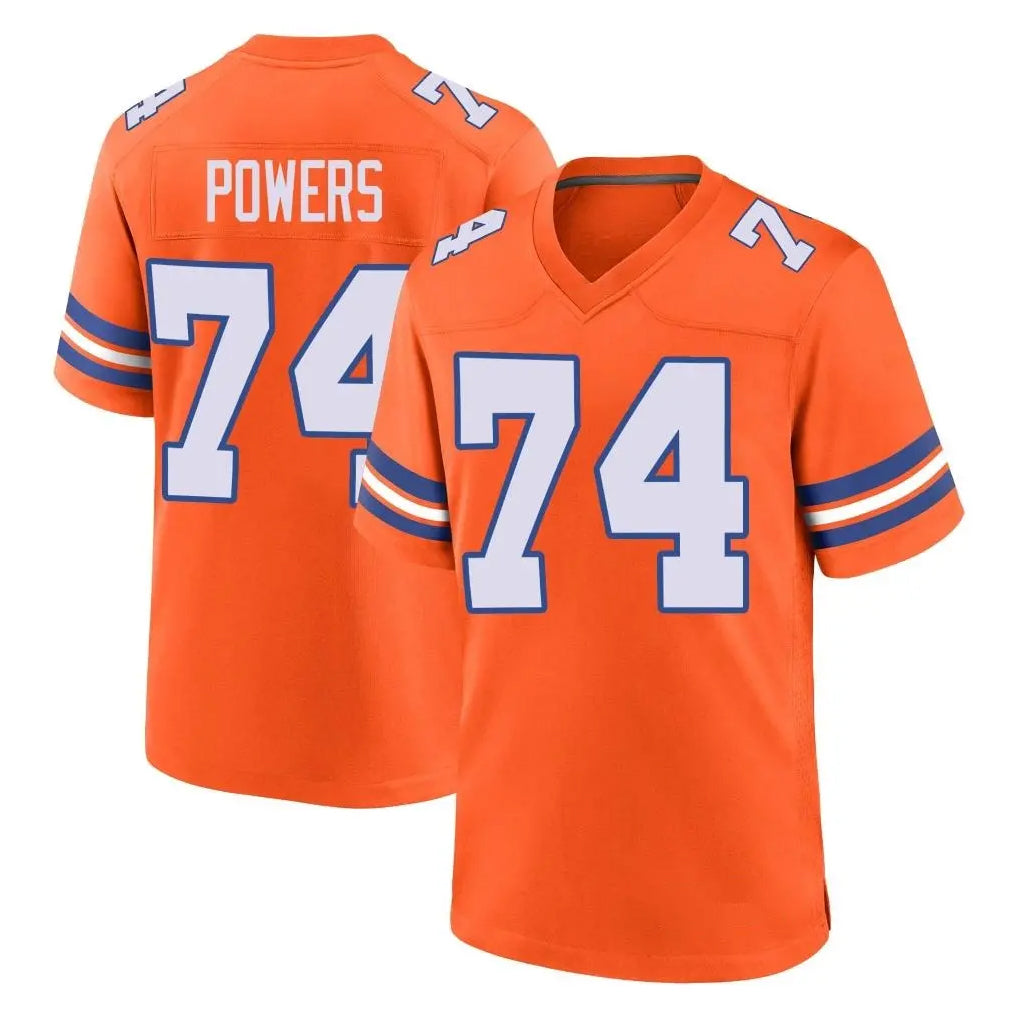 D.Broncos #74 Ben Powers Player Orange Alternate Collection Throwback Game Jdoa Stitched Jerseys