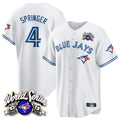 T.Blue Jays #4 George Springer Player White 2025 American League All Jdoa Stitched Jersey