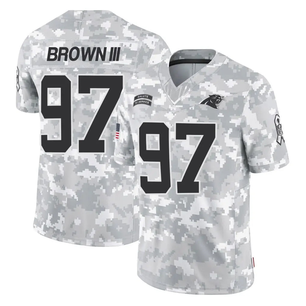 C.Panthers #97 Bobby Brown III Player Arctic Camo Salute to Service Limited Game Jdoa Stitched Jerseys