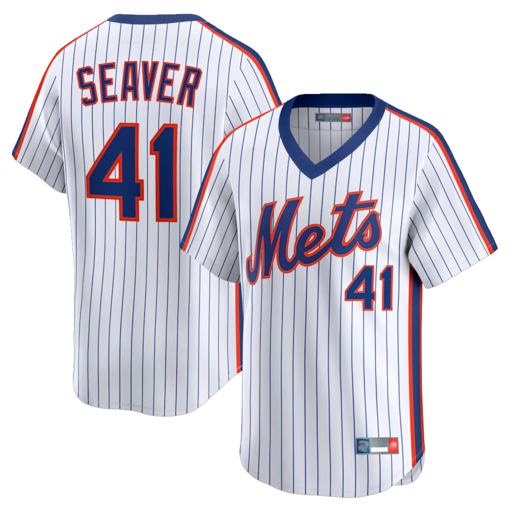 NY.Mets #41 Tom Seaver Player White Cooperstown Collection T-shirt Game Jdoa Stitched Jerseys