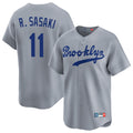 LA.Dodgers #11 Roki Sasaki Player Gray Game Limited Home Jdoa Stitched Jerseys