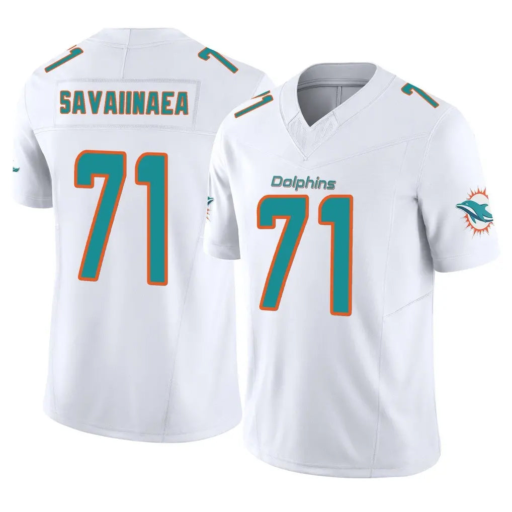 M.Dolphins #71 Jonah Savaiinaea Player White Limited Vapor F.U.S.E. Home Game Jdoa Stitched Jerseys