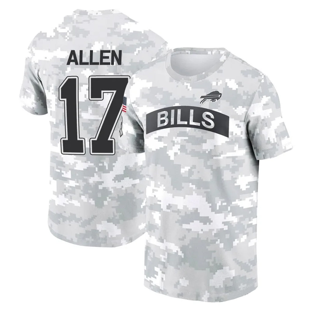 B.Bills #17 Josh Allen Player Arctic Camo Salute to Service T-Shirt Hoodies Jdoa Stitched Jerseys