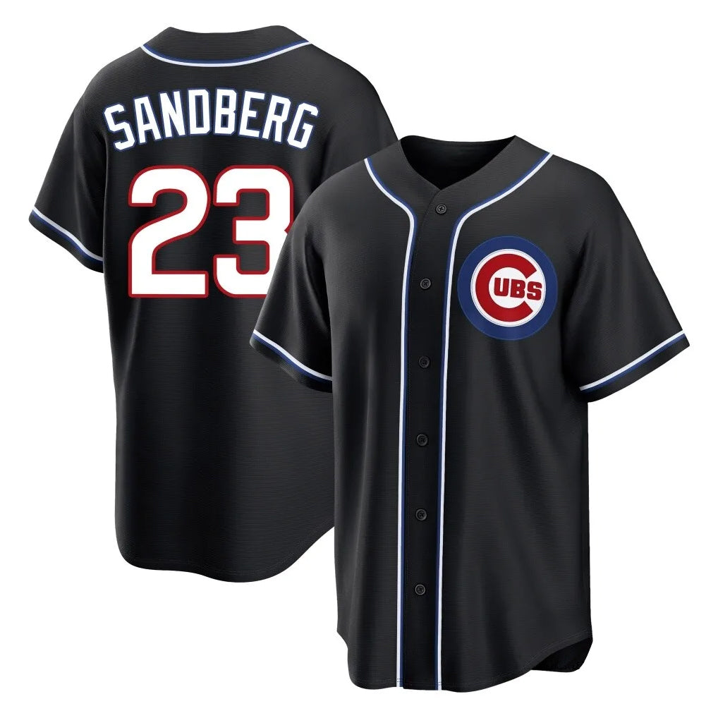 C.Cubs #23 Ryne Sandberg Player Black Fashion Out Game Jdoa Stitched Jerseys
