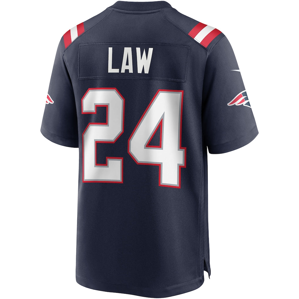 Jdoa NE.Patriots #24 Ty Law Navy Game Retired Player Jersey