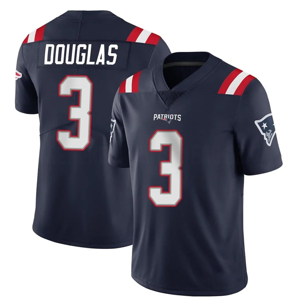 NE.Patriots #3 DeMario Douglas Player Navy Vapor Untouchable Home Game Jdoa Stitched Jerseys