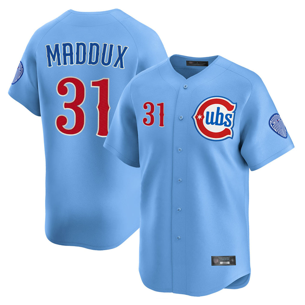 C.Cubs #31 Greg Maddux Player Light Blue Limited Home Jdoa Stitched Jerseys