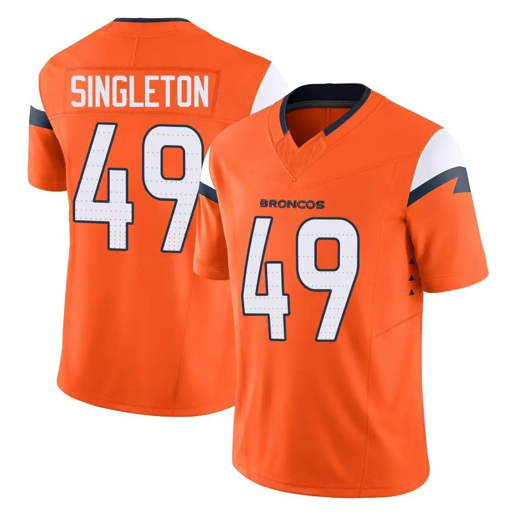 D.Broncos #49 Alex Singleton Player Orange Vapor F.U.S.E. Limited Home Game Jdoa Stitched Jerseys