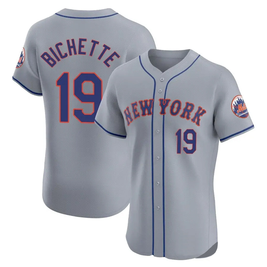NY.Mets #19 Bo Bichette Player Gray Road Limited Elite Home Jdoa Stitched Jerseys
