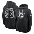 M.Dolphins #93 Zeek Biggers Player 2026 Black Logo Pullover Hoodies Limited Game Jdoa Stitched Jerseys
