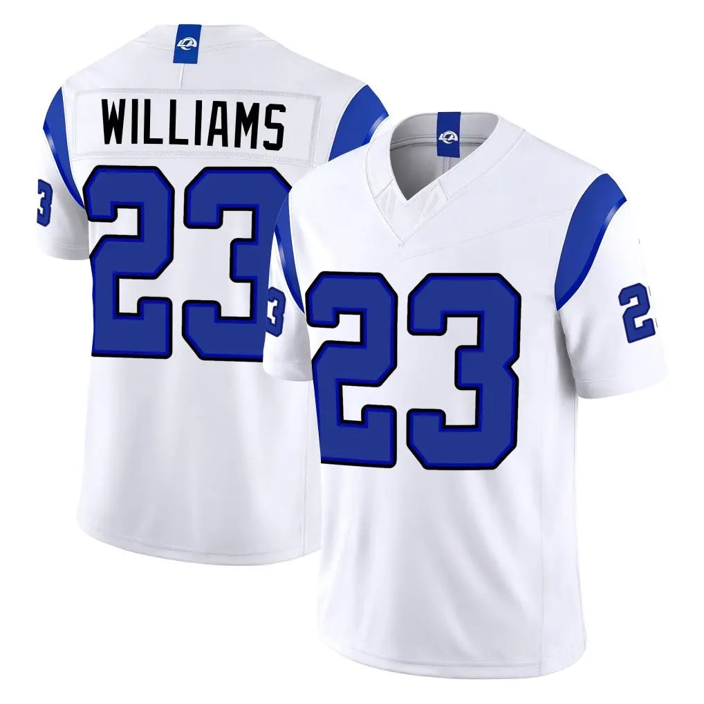 LA.Rams #23 Kyren Williams Player White Limited Fearsome Vapor F.U.S.E. Home Game Jdoa Stitched Jerseys