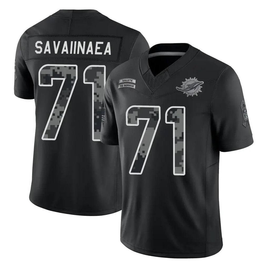 M.Dolphins #72 Jonah Savaiinaea Player Black Limited 2026 Salute to Service Home Game Jdoa Stitched Jerseys