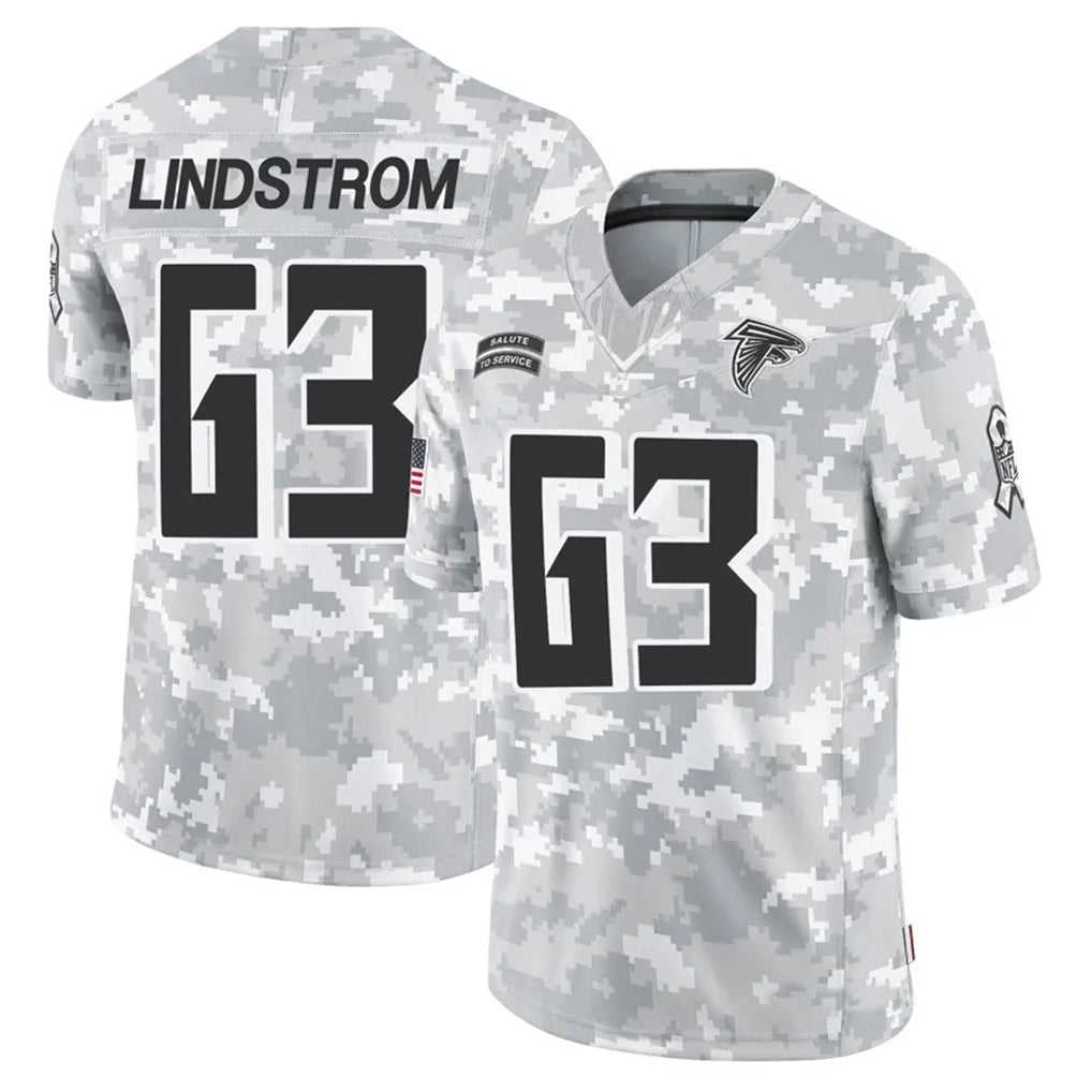 A.Falcons #63 Chris Lindstrom Player Arctic Camo Salute to Service Limited Jdoa Stitched Jerseys