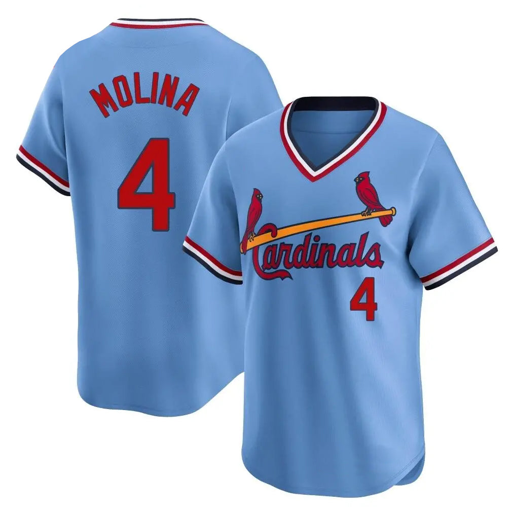 St. Louis Cardinals #4 Yadier Molina Player Light Blue City Connect Home T-shirt Jdoa Stitched Jerseys