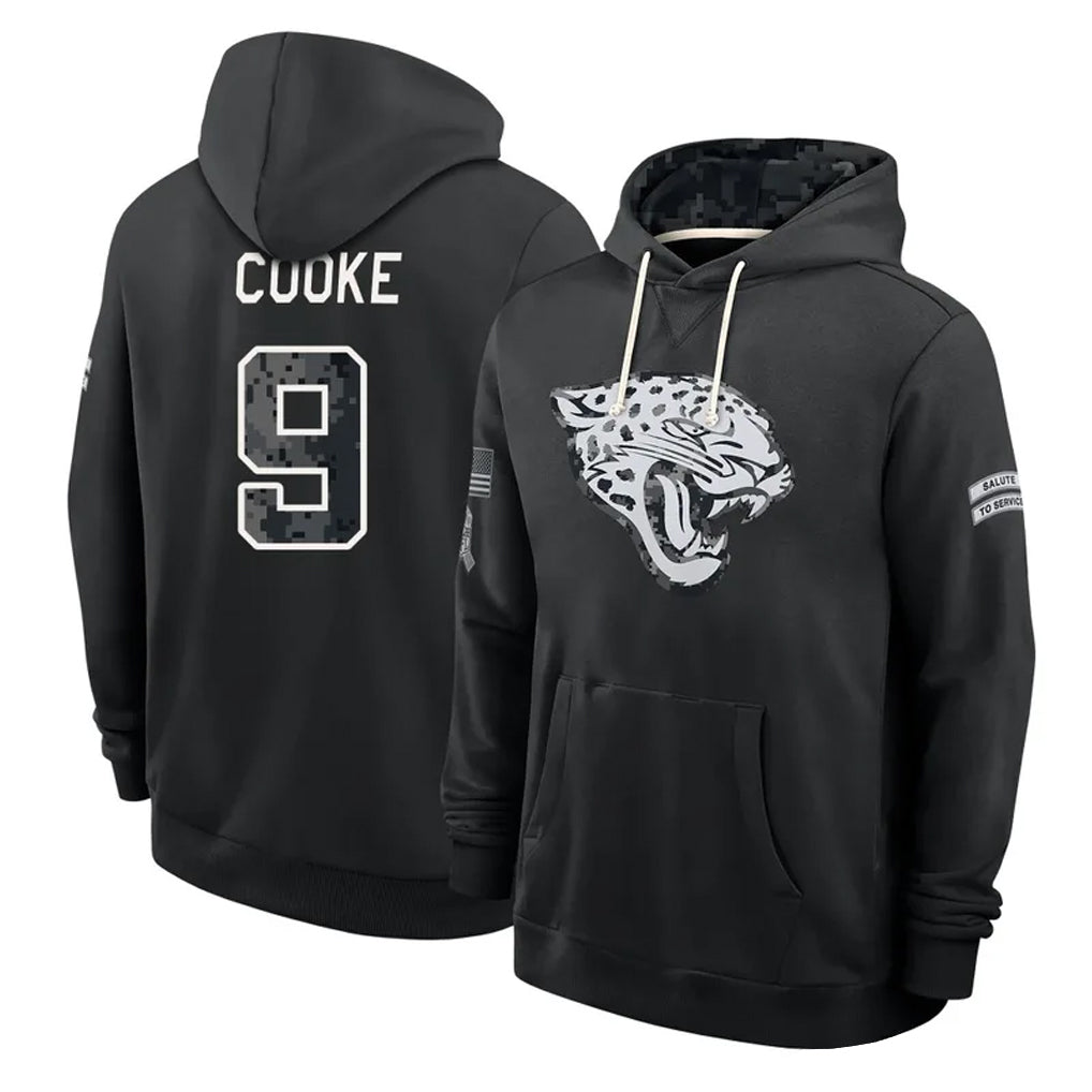 J.Jaguars #9 Logan Cooke Player 2026 Black Logo Pullover Hoodies Limited Game Jdoa Stitched Jerseys
