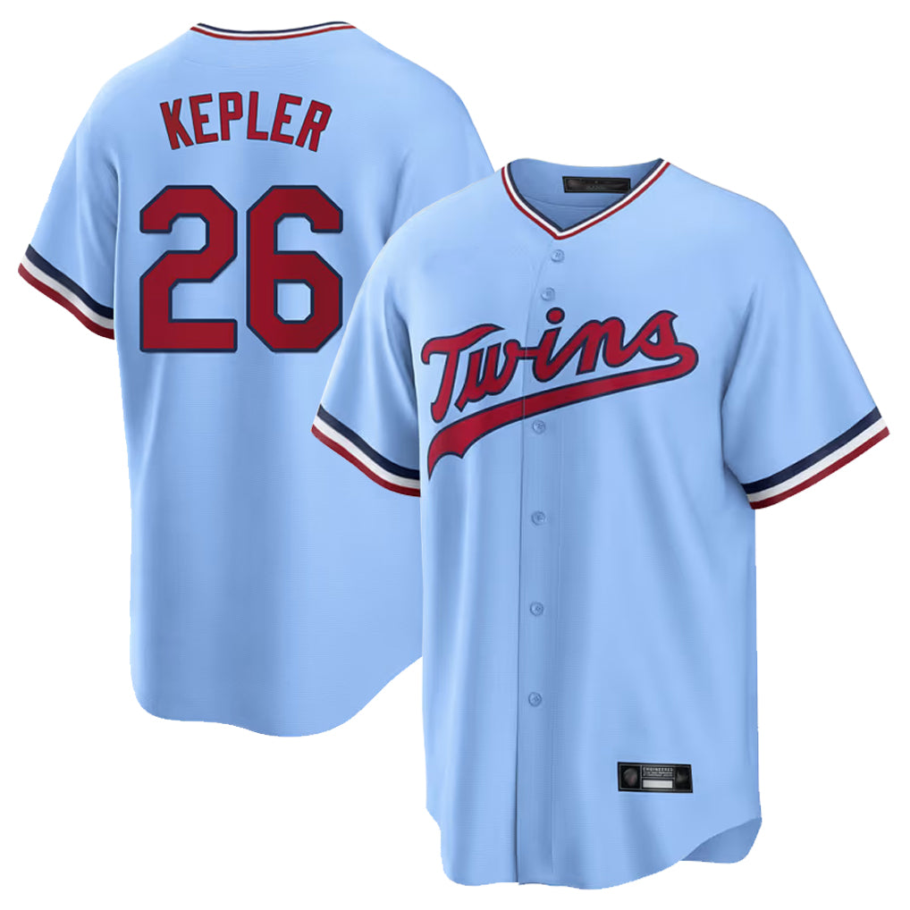 M.Twins #26 Max Kepler Player Light Blue Road Cooperstown CollectionKillebrew T-shirt Jdoa Stitched Jerseys