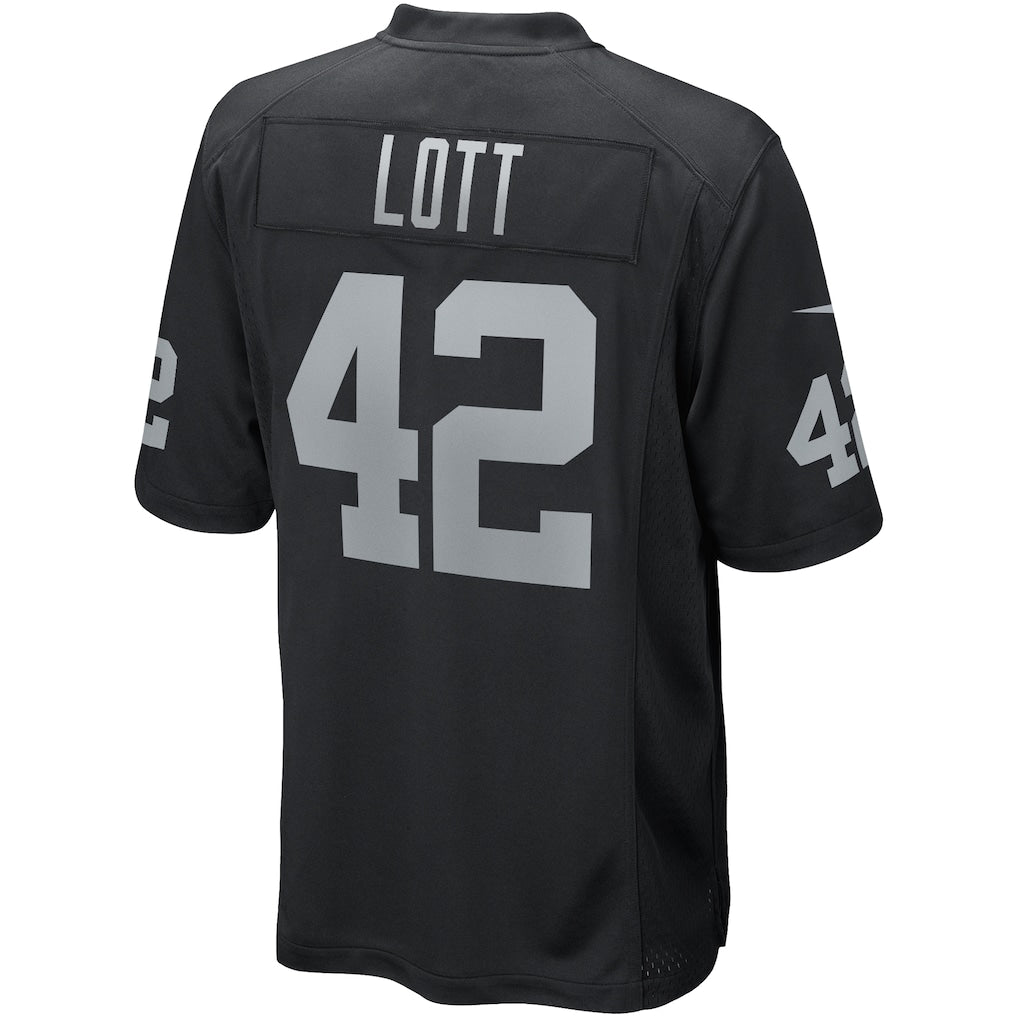 Jdoa LV.Raiders #42 Ronnie Lott Black Game Retired Player Jersey