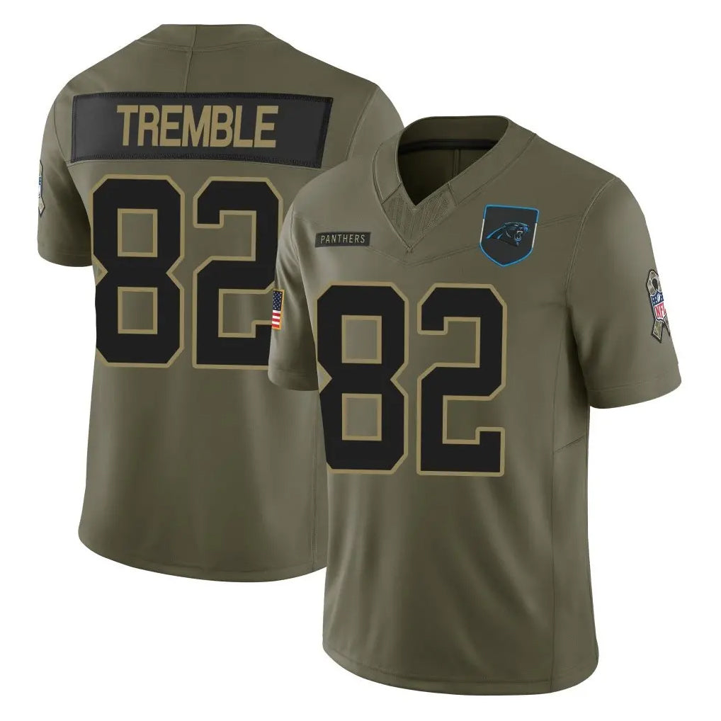 C.Panthers #82 Tommy Tremble Player Olive 2025 Salute to Service Limited Game Jdoa Stitched Jerseys
