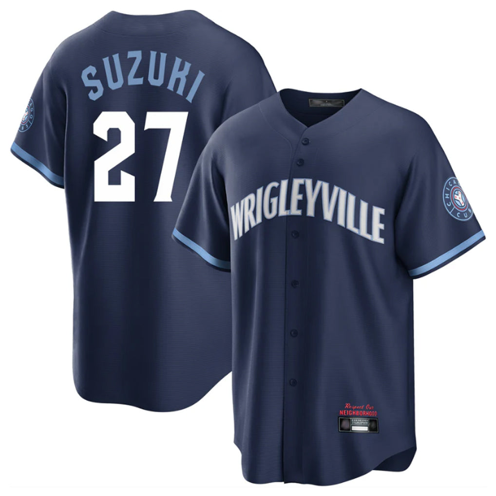 C.Cubs #27 Seiya Suzuki Player Navy City Connect Home Game Jdoa Stitched Jerseys