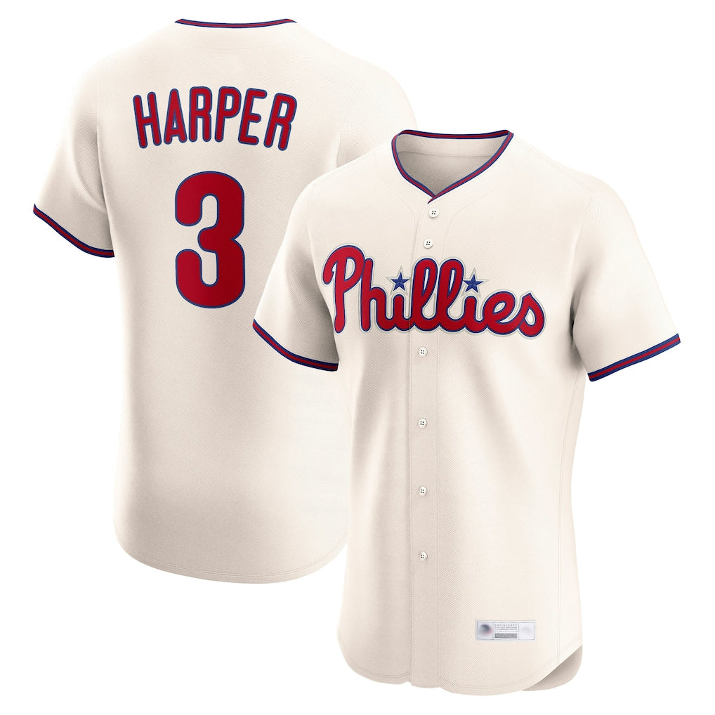 P.Phillies #3 Bryce Harper Player Cream Home Limited Elite Jdoa Stitched Jerseys