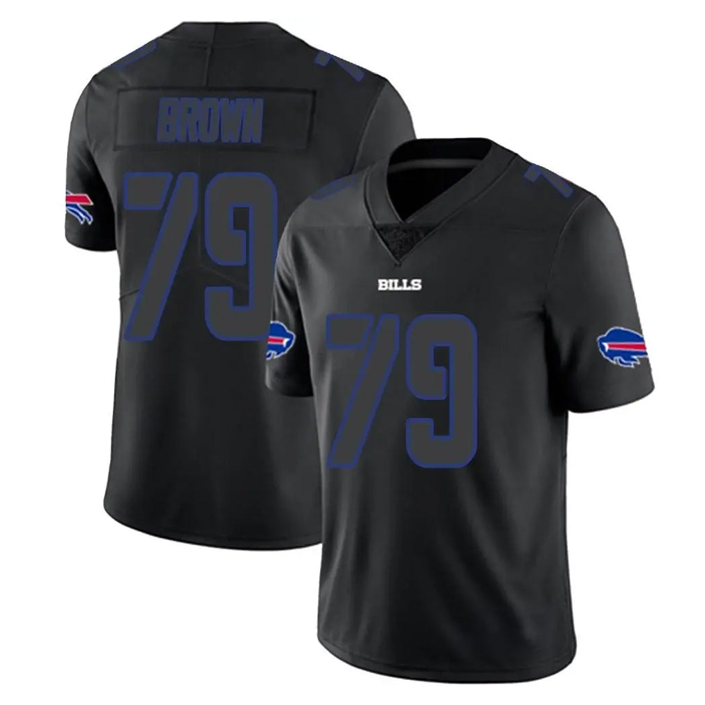 B.Bills #79 Spencer Brown Player Black Impact Limited Home Game Jdoa Stitched Jerseys