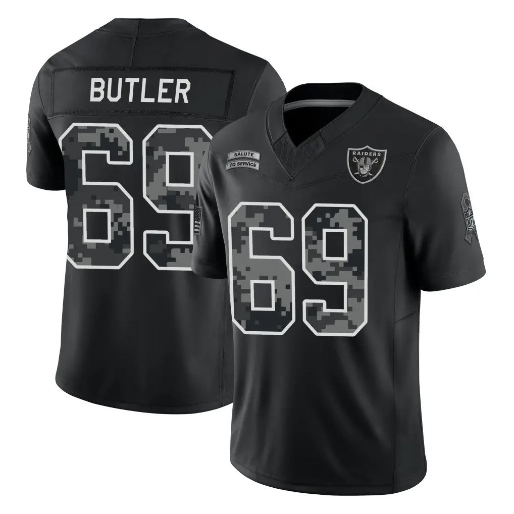 LV.Raiders #69 Adam Butler Player Black Limited 2026 Salute to Service Home Game Stitched Jerseys