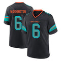 M.Dolphins #6 Malik Washington Player Black Pitch Rivalries Collection Home Game Jdoa Stitched Jerseys