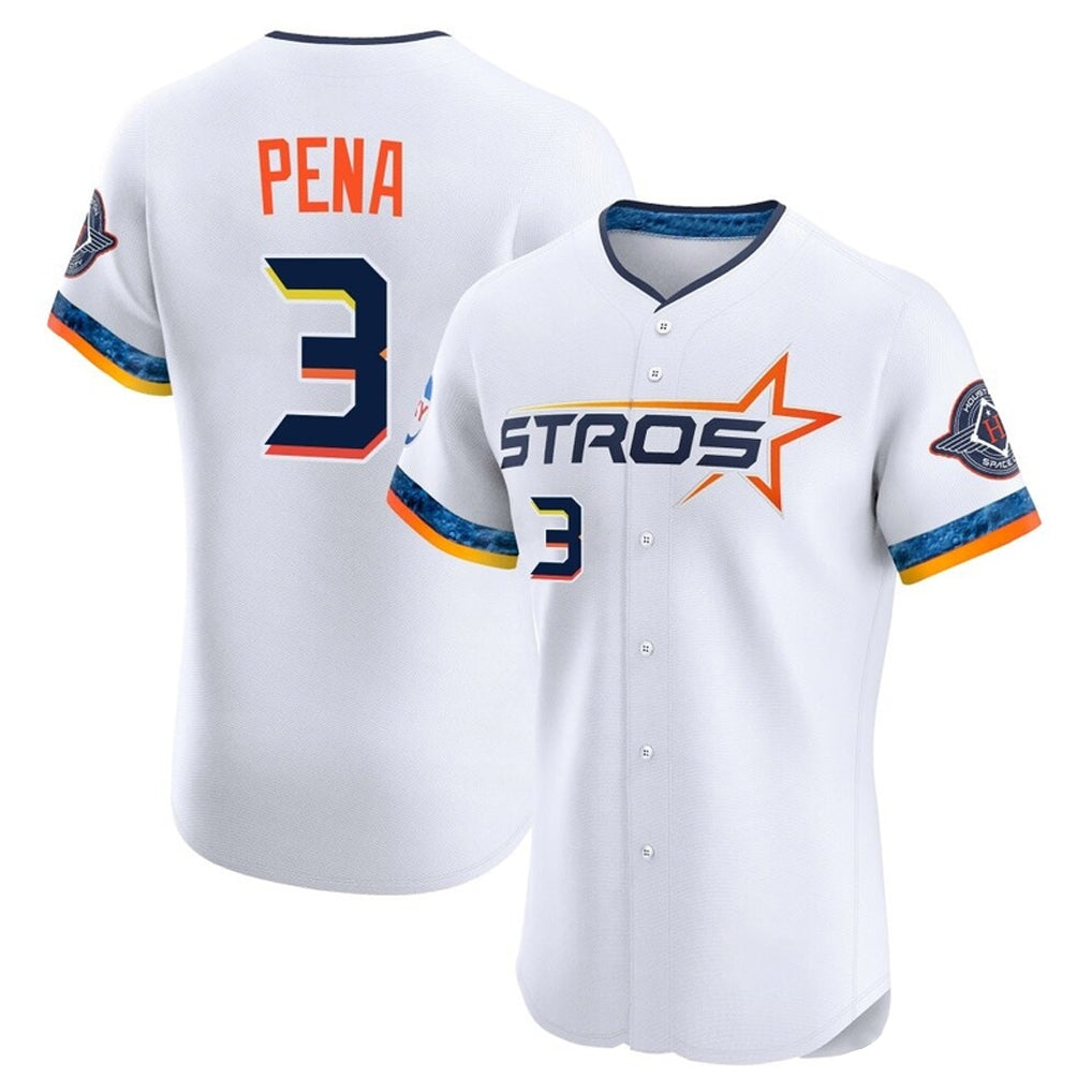 H.Astros #3 Jeremy Pena Player White City Connect Limited Elite Home Jdoa Stitched Jerseys