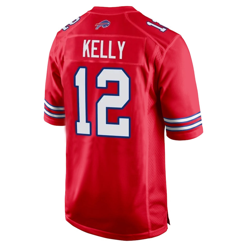 B.Bills #12 Jim Kelly Player Red Home Game Jdoa Stitched Jerseys