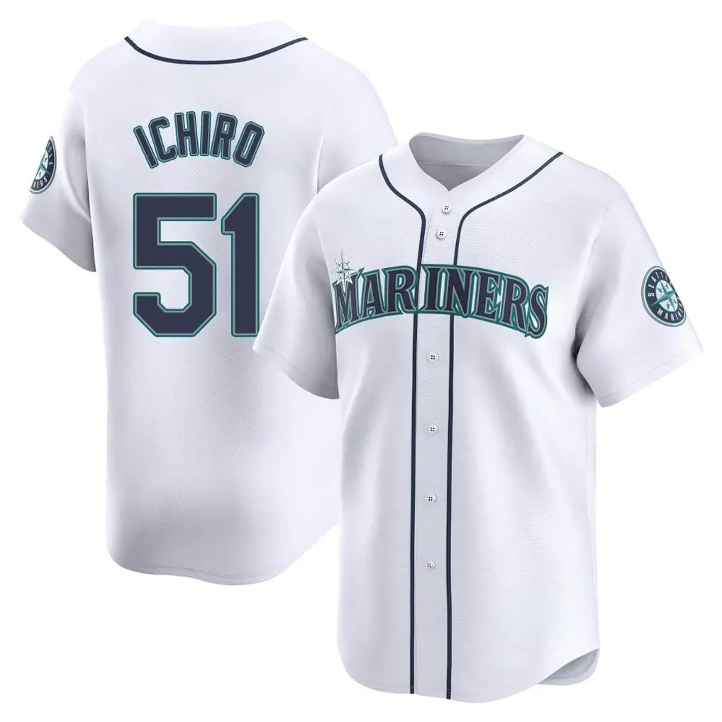 S.Mariners #51 Ichiro Suzuki Player White Home Limited Jdoa Stitched Jerseys