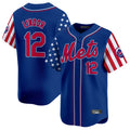 NY.Mets #12 Francisco Lindor Player Royal 2025 Independence Day Vapor Premier Limited  Jdoa Stitched Jerseys
