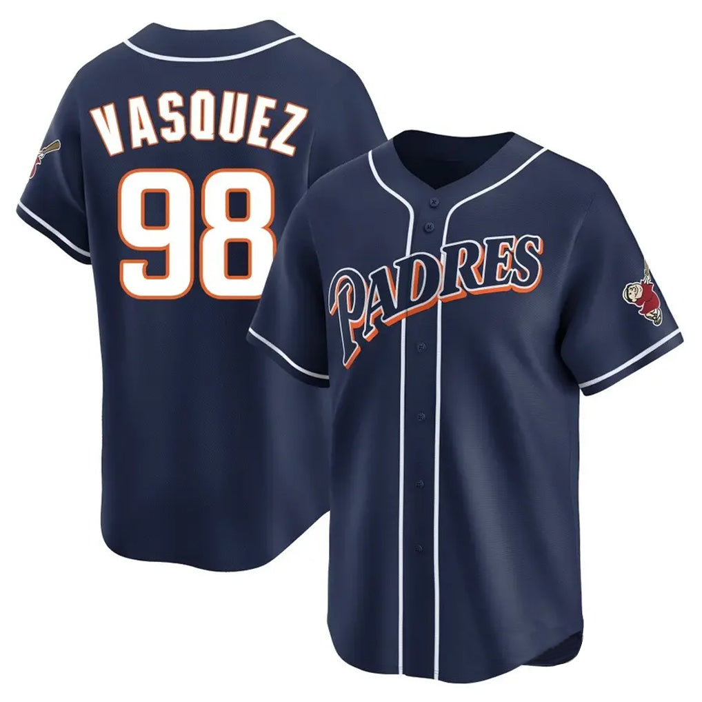 S.Diego Padres #98 Randy Vasquez Player Navy Cooperstown Collection Limited Home Jdoa Stitched Jerseys