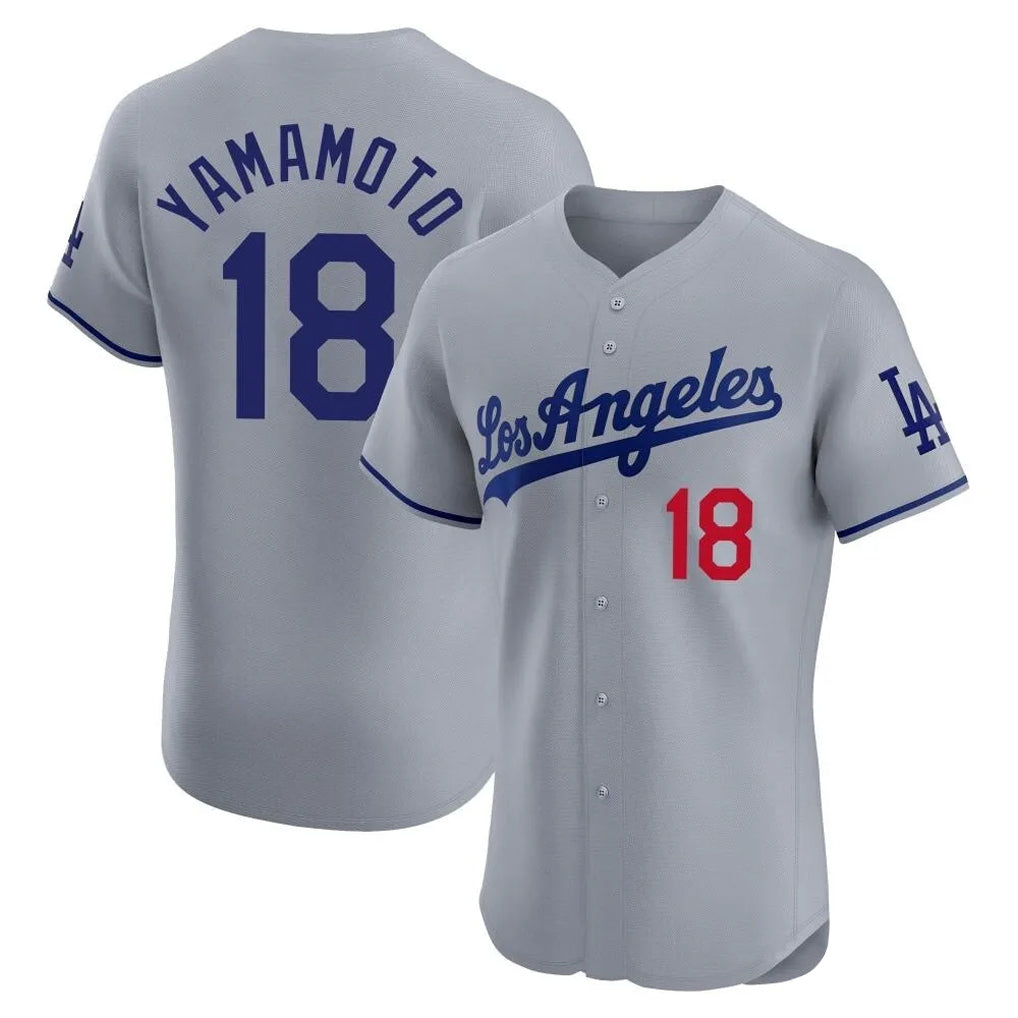 LA.Dodgers #18 Yoshinobu Yamamoto Player Gray Limited Elite Home Jdoa Stitched Jerseys
