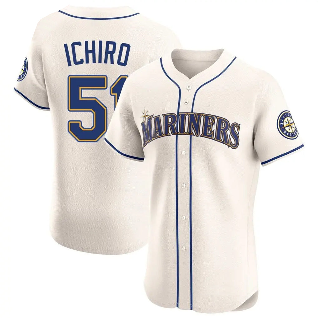 S.Mariners #51 Ichiro Suzuki Player Cream Home Limited Elite Jdoa Stitched Jerseys