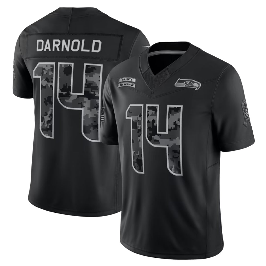 S.Seahawks #14 Sam Darnold Player Black Limited 2026 Salute to Service Home Game Xdoa Stitched Jerseys