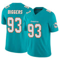 M.Dolphins #93 Zeek Biggers Player Aqua Limited Vapor F.U.S.E. Home Game Jdoa Stitched Jerseys