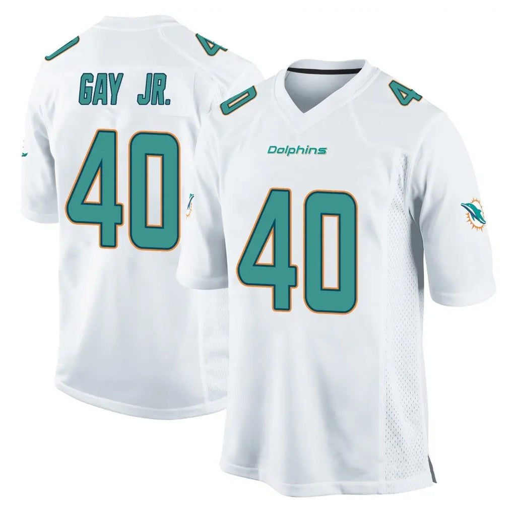 M.Dolphins #40 Willie Gay Jr. Player White Home Game Jdoa Stitched Jerseys